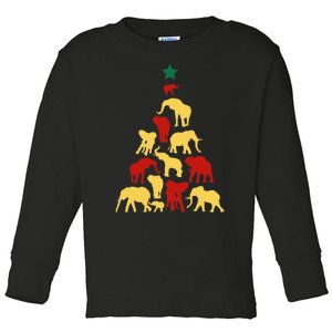 Elephant Christmas tree South Africa Safari animals Xmas Toddler Long Sleeve Shirt