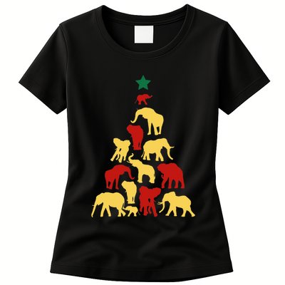 Elephant Christmas tree South Africa Safari animals Xmas Womens T-Shirt