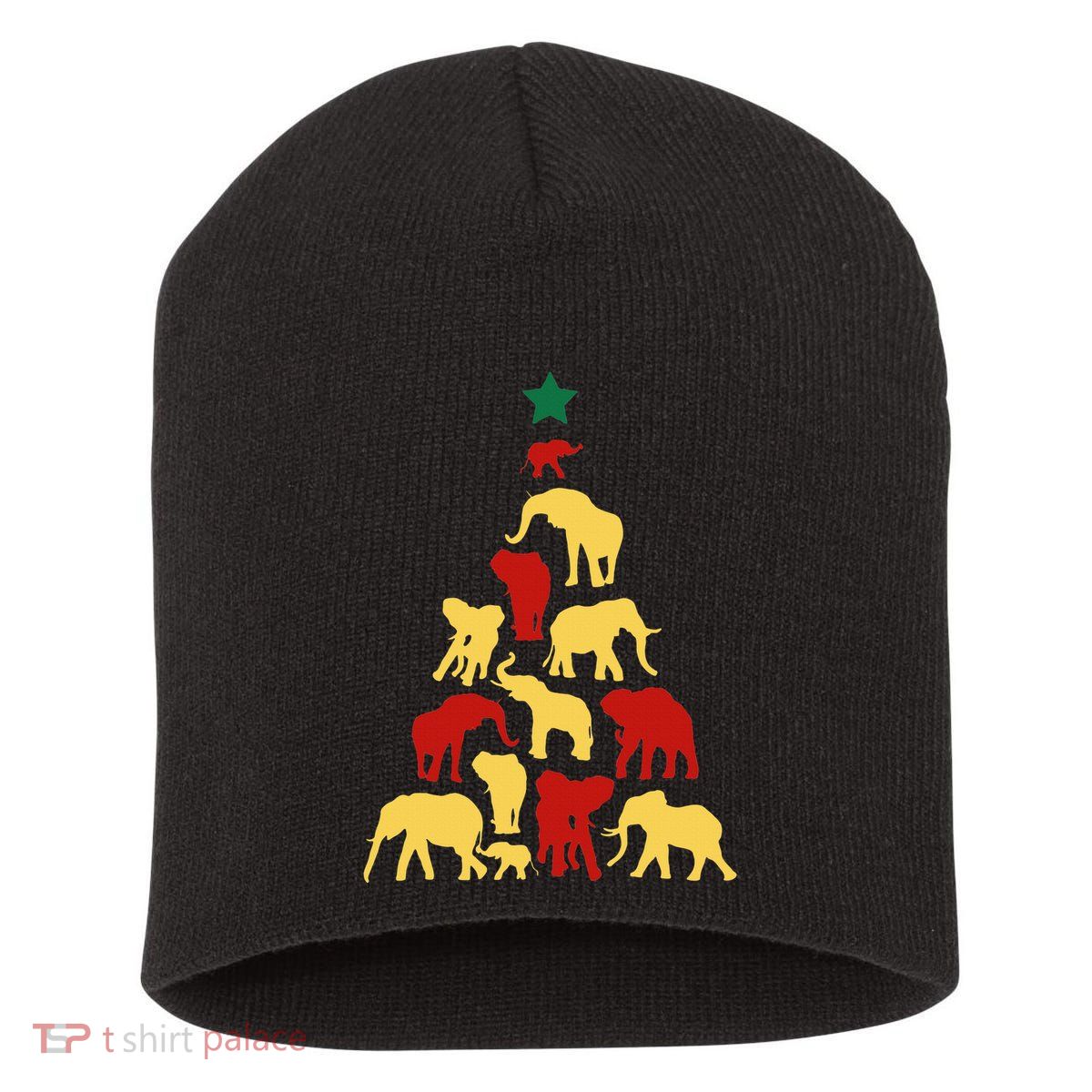 Elephant Christmas tree South Africa Safari animals Xmas Short Acrylic Beanie