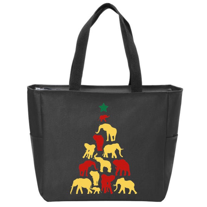 Elephant Christmas tree South Africa Safari animals Xmas Zip Tote Bag