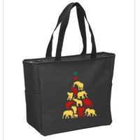 Elephant Christmas tree South Africa Safari animals Xmas Zip Tote Bag