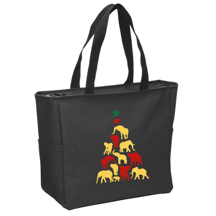 Elephant Christmas tree South Africa Safari animals Xmas Zip Tote Bag