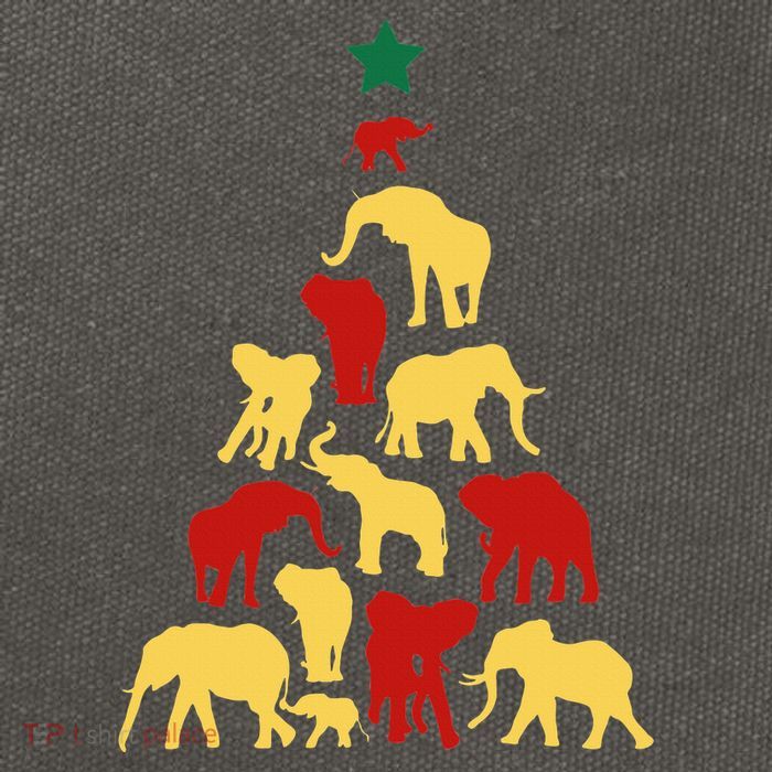 Elephant Christmas tree South Africa Safari animals Xmas Cotton Canvas Backpack