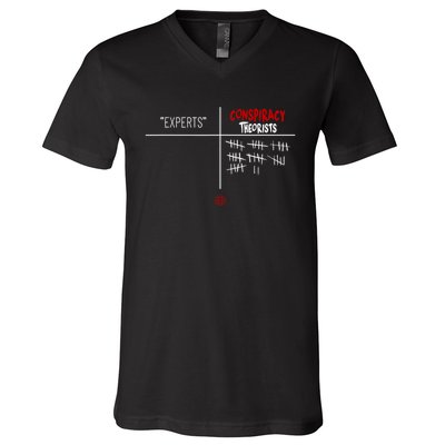 Experts Conspiracy Theorists White And Red Text V-Neck T-Shirt