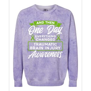 Everything Changed Traumatic Brain Injury Awareness Colorblast Crewneck Sweatshirt