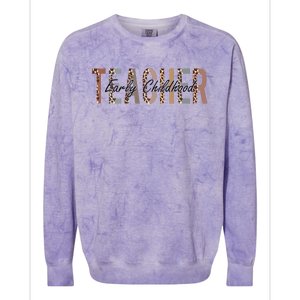 Early Childhood Teacher First Day Of School Leopard Sweatshirt Colorblast Crewneck Sweatshirt