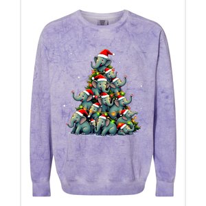 Elephant Christmas Tree Funny Jumbo Holiday Cute Elephant Colorblast Crewneck Sweatshirt