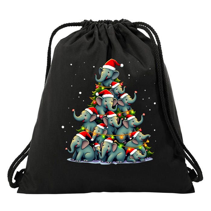 Elephant Christmas Tree Funny Jumbo Holiday Cute Elephant Drawstring Bag