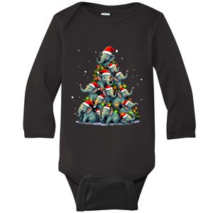 Elephant Christmas Tree Funny Jumbo Holiday Cute Elephant Baby Long Sleeve Bodysuit