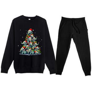 Elephant Christmas Tree Funny Jumbo Holiday Cute Elephant Premium Crewneck Sweatsuit Set