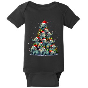 Elephant Christmas Tree Funny Jumbo Holiday Cute Elephant Baby Bodysuit