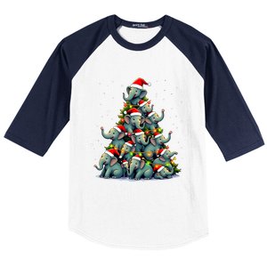 Elephant Christmas Tree Funny Jumbo Holiday Cute Elephant Baseball Sleeve Shirt