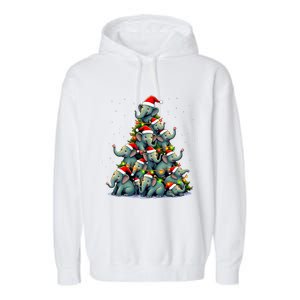 Elephant Christmas Tree Funny Jumbo Holiday Cute Elephant Garment-Dyed Fleece Hoodie