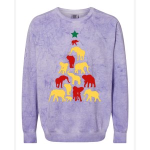 Elephant Christmas Tree South Africa Safari Animals Xmas Colorblast Crewneck Sweatshirt