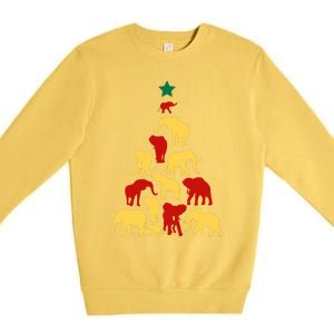 Elephant Christmas Tree South Africa Safari Animals Xmas Premium Crewneck Sweatshirt