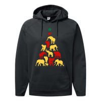 Elephant Christmas Tree South Africa Safari Animals Xmas Performance Fleece Hoodie