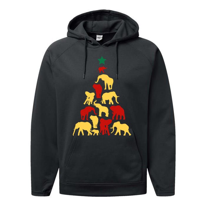 Elephant Christmas Tree South Africa Safari Animals Xmas Performance Fleece Hoodie