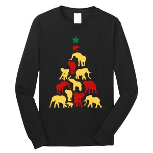 Elephant Christmas Tree South Africa Safari Animals Xmas Long Sleeve Shirt