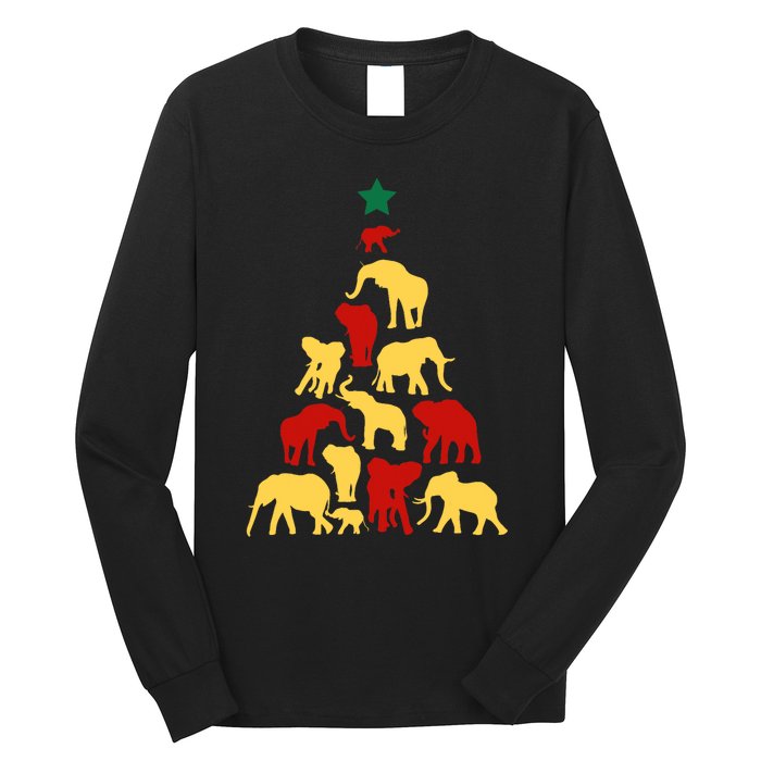 Elephant Christmas Tree South Africa Safari Animals Xmas Long Sleeve Shirt