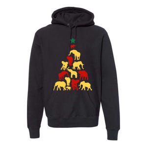 Elephant Christmas Tree South Africa Safari Animals Xmas Premium Hoodie