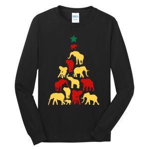 Elephant Christmas Tree South Africa Safari Animals Xmas Tall Long Sleeve T-Shirt