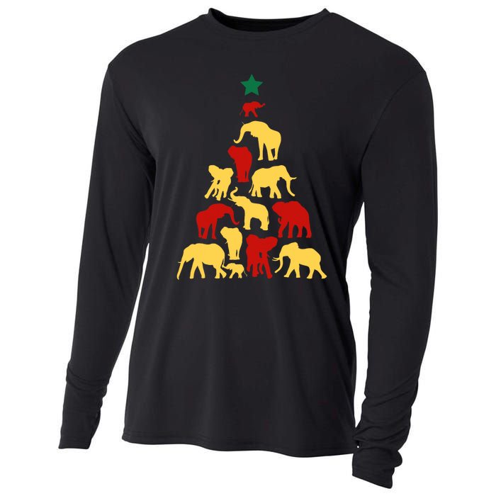 Elephant Christmas Tree South Africa Safari Animals Xmas Cooling Performance Long Sleeve Crew