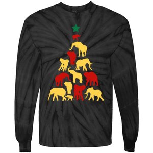 Elephant Christmas Tree South Africa Safari Animals Xmas Tie-Dye Long Sleeve Shirt