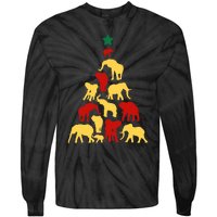 Elephant Christmas Tree South Africa Safari Animals Xmas Tie-Dye Long Sleeve Shirt