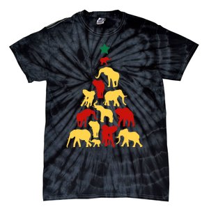 Elephant Christmas Tree South Africa Safari Animals Xmas Tie-Dye T-Shirt