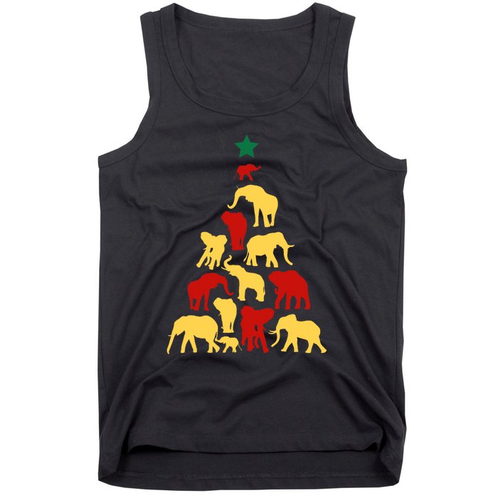 Elephant Christmas Tree South Africa Safari Animals Xmas Tank Top