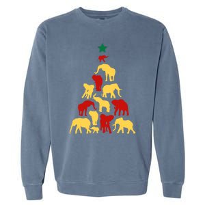 Elephant Christmas Tree South Africa Safari Animals Xmas Garment-Dyed Sweatshirt