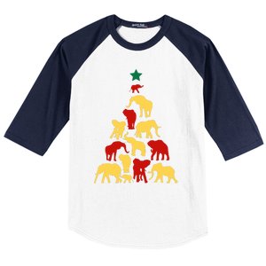 Elephant Christmas Tree South Africa Safari Animals Xmas Baseball Sleeve Shirt