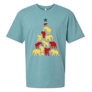 Elephant Christmas Tree South Africa Safari Animals Xmas Sueded Cloud Jersey T-Shirt