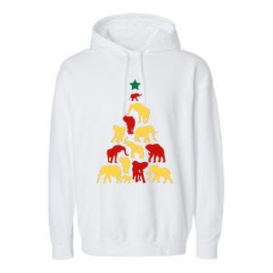 Elephant Christmas Tree South Africa Safari Animals Xmas Garment-Dyed Fleece Hoodie