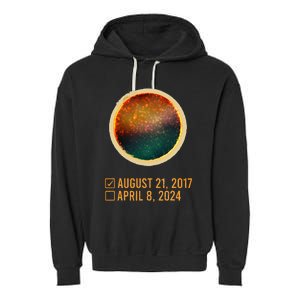 Eclipse Checklist Total Solar Eclipse April 8 2024 Garment-Dyed Fleece Hoodie