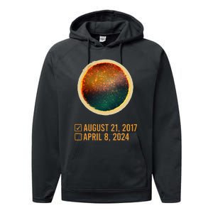 Eclipse Checklist Total Solar Eclipse April 8 2024 Performance Fleece Hoodie