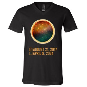 Eclipse Checklist Total Solar Eclipse April 8 2024 V-Neck T-Shirt