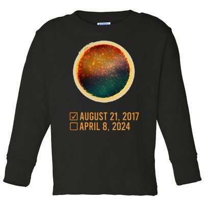 Eclipse Checklist Total Solar Eclipse April 8 2024 Toddler Long Sleeve Shirt