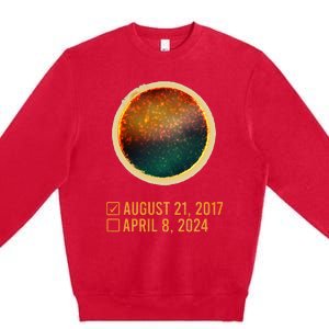 Eclipse Checklist Total Solar Eclipse April 8 2024 Premium Crewneck Sweatshirt