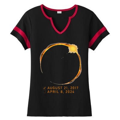 Eclipse Checklist Total Solar Eclipse April 8 2024 Eclipse Ladies Halftime Notch Neck Tee