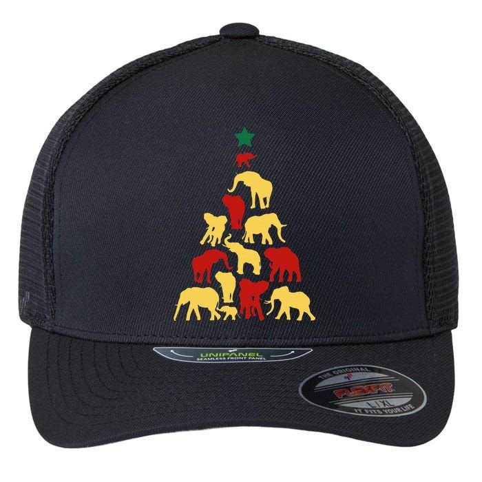 Elephant Christmas tree South Africa Safari animals Flexfit Unipanel Trucker Cap