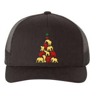 Elephant Christmas tree South Africa Safari animals Yupoong Adult 5-Panel Trucker Hat