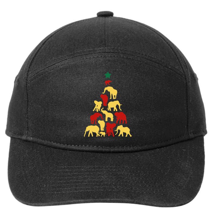 Elephant Christmas tree South Africa Safari animals 7-Panel Snapback Hat