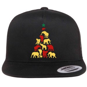 Elephant Christmas tree South Africa Safari animals Flat Bill Trucker Hat