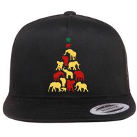 Elephant Christmas tree South Africa Safari animals Flat Bill Trucker Hat