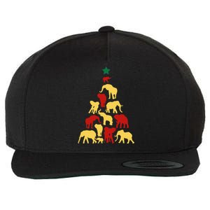 Elephant Christmas tree South Africa Safari animals Wool Snapback Cap