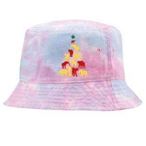 Elephant Christmas tree South Africa Safari animals Tie-Dyed Bucket Hat