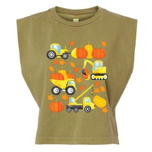 Excavator Construction Vehicles Pumpkin Halloween Boy Kids Garment-Dyed Women's Muscle Tee