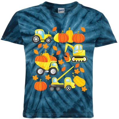 Excavator Construction Vehicles Pumpkin Halloween Boy Kids Kids Tie-Dye T-Shirt