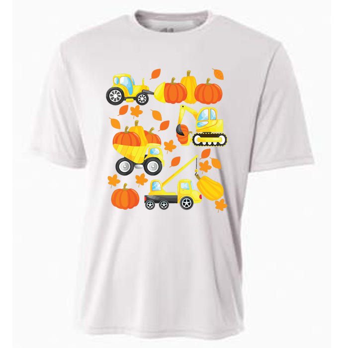 Excavator Construction Vehicles Pumpkin Halloween Boy Kids Cooling Performance Crew T-Shirt